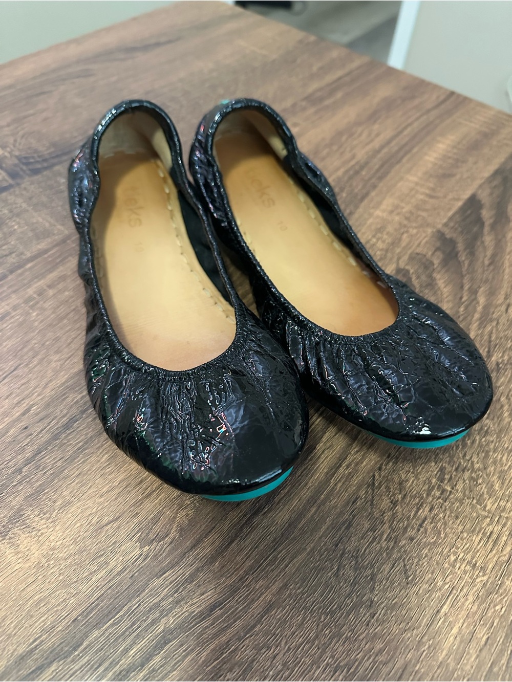 Tieks Obsidian Black Patent Leather Ballet Flats 10